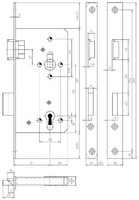H.T. Schloß PZW Dornmaß 55 mm Stulp 28 mm käntig links