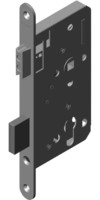 KFV Magnet-Schloss "116 1/2" gefälzt; Schwarz lackiert, abgerundet, Stulp 20 mm, 55 mm Dorn