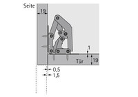 Hettich  Aufschraubscharnier mit/ ohne Feder